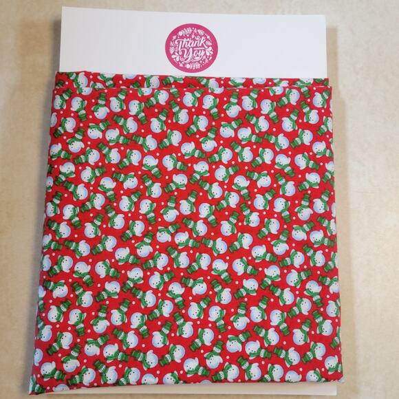 Cotton Fabric 1 Yd x 44" Snowmen Red Holiday Quilting Sewing Winter Holiday - Picture 10 of 10